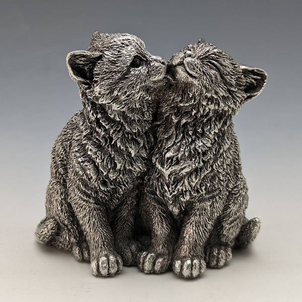 UK William Comyns Two Kittens Sterling Silver Filled Sculpture Figurine 178g